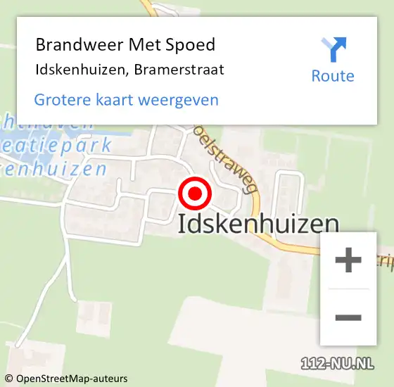 Locatie op kaart van de 112 melding: Brandweer Met Spoed Naar Idskenhuizen, Bramerstraat op 28 oktober 2013 10:23