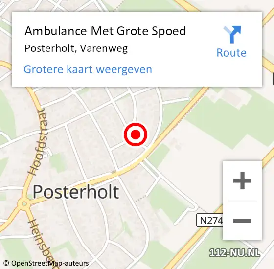 Locatie op kaart van de 112 melding: Ambulance Met Grote Spoed Naar Posterholt, Varenweg op 21 januari 2015 10:44