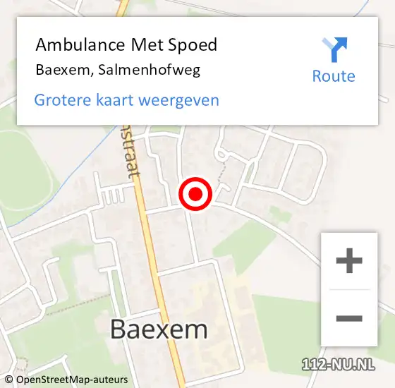 Locatie op kaart van de 112 melding: Ambulance Met Spoed Naar Baexem, Salmenhofweg op 28 oktober 2013 10:24