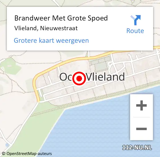 Locatie op kaart van de 112 melding: Brandweer Met Grote Spoed Naar Vlieland, Nieuwestraat op 21 januari 2015 11:07