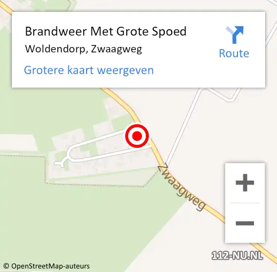 Locatie op kaart van de 112 melding: Brandweer Met Grote Spoed Naar Woldendorp, Zwaagweg op 21 januari 2015 11:22