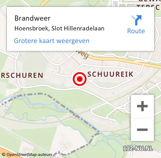 Locatie op kaart van de 112 melding: Brandweer Hoensbroek, Slot Hillenradelaan op 28 oktober 2013 10:25