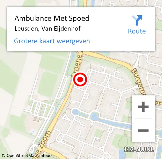 Locatie op kaart van de 112 melding: Ambulance Met Spoed Naar Leusden, Van Eijdenhof op 21 januari 2015 11:38