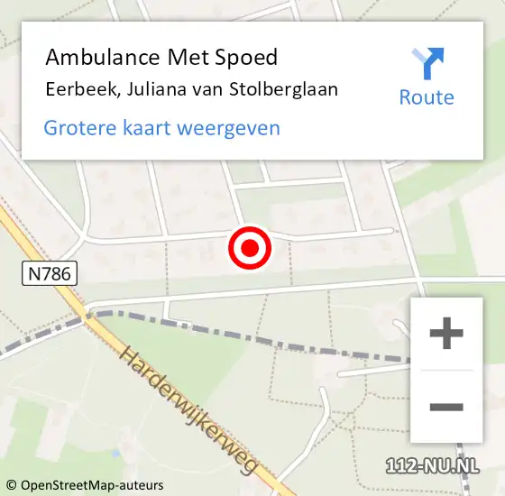 Locatie op kaart van de 112 melding: Ambulance Met Spoed Naar Eerbeek, Juliana van Stolberglaan op 21 januari 2015 11:39