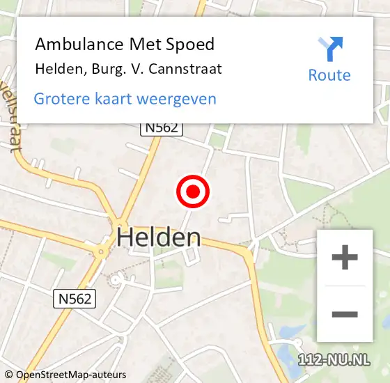 Locatie op kaart van de 112 melding: Ambulance Met Spoed Naar Helden, Burg. V. Cannstraat op 21 januari 2015 11:59