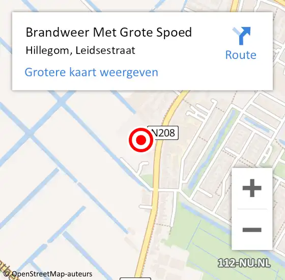 Locatie op kaart van de 112 melding: Brandweer Met Grote Spoed Naar Hillegom, Leidsestraat op 28 oktober 2013 10:27