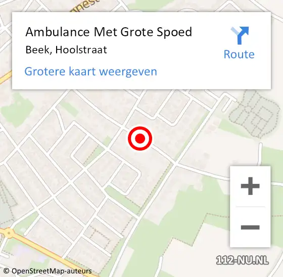 Locatie op kaart van de 112 melding: Ambulance Met Grote Spoed Naar Beek, Hoolstraat op 21 januari 2015 12:50