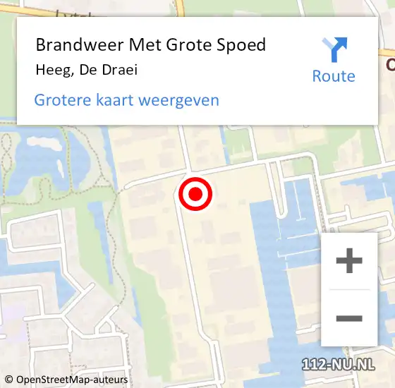 Locatie op kaart van de 112 melding: Brandweer Met Grote Spoed Naar Heeg, De Draei op 21 januari 2015 13:17