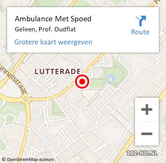 Locatie op kaart van de 112 melding: Ambulance Met Spoed Naar Geleen, Prof. Oudflat op 21 januari 2015 13:28