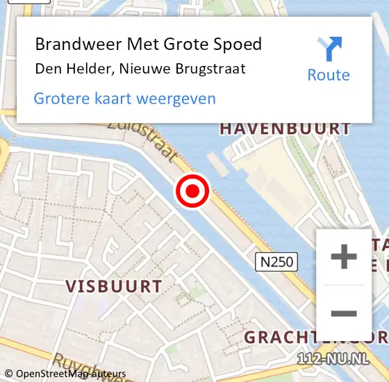 Locatie op kaart van de 112 melding: Brandweer Met Grote Spoed Naar Den Helder, Nieuwe Brugstraat op 21 januari 2015 13:33