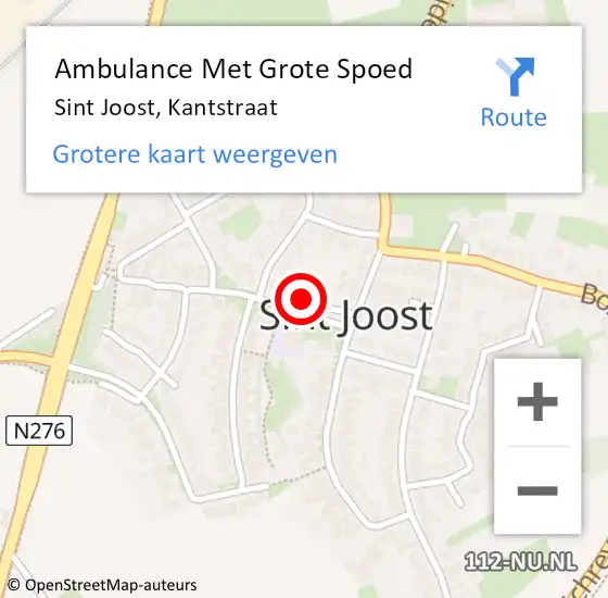 Locatie op kaart van de 112 melding: Ambulance Met Grote Spoed Naar Sint Joost, Kantstraat op 21 januari 2015 13:39