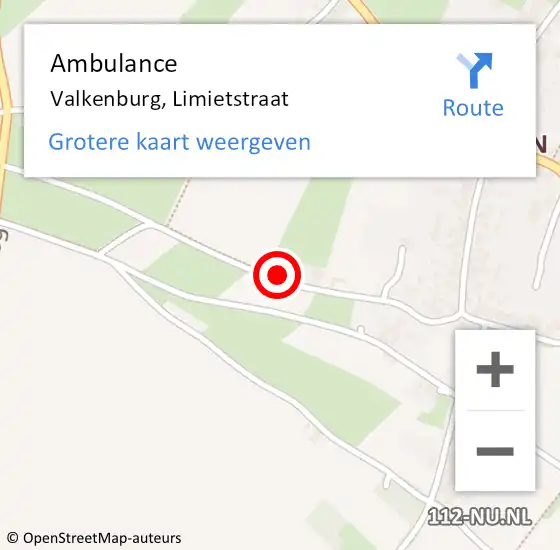 Locatie op kaart van de 112 melding: Ambulance Valkenburg, Limietstraat op 21 januari 2015 13:53