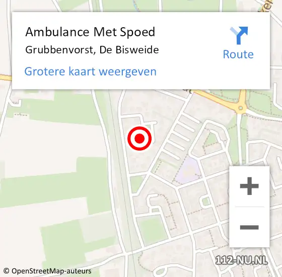 Locatie op kaart van de 112 melding: Ambulance Met Spoed Naar Grubbenvorst, De Bisweide op 21 januari 2015 13:53