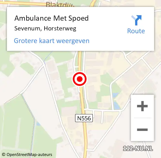 Locatie op kaart van de 112 melding: Ambulance Met Spoed Naar Sevenum, Horsterweg op 21 januari 2015 13:59