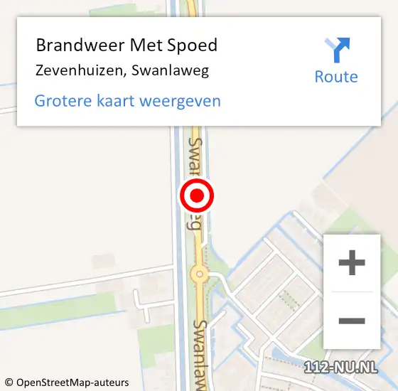 Locatie op kaart van de 112 melding: Brandweer Met Spoed Naar Zevenhuizen, Swanlaweg op 28 oktober 2013 10:31