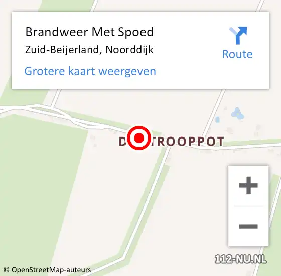 Locatie op kaart van de 112 melding: Brandweer Met Spoed Naar Zuid-Beijerland, Noorddijk op 28 oktober 2013 10:31