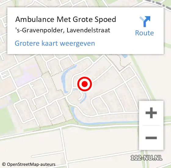 Locatie op kaart van de 112 melding: Ambulance Met Grote Spoed Naar 's-Gravenpolder, Lavendelstraat op 21 januari 2015 14:12