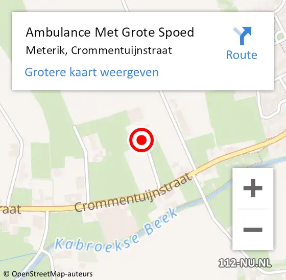 Locatie op kaart van de 112 melding: Ambulance Met Grote Spoed Naar Meterik, Crommentuijnstraat op 21 januari 2015 14:37