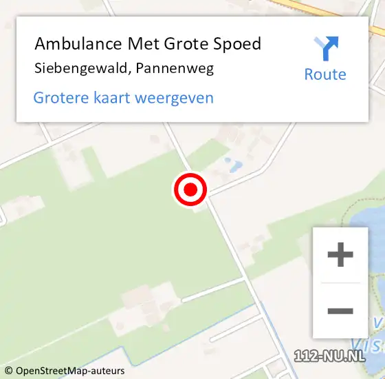 Locatie op kaart van de 112 melding: Ambulance Met Grote Spoed Naar Siebengewald, Pannenweg op 21 januari 2015 15:01