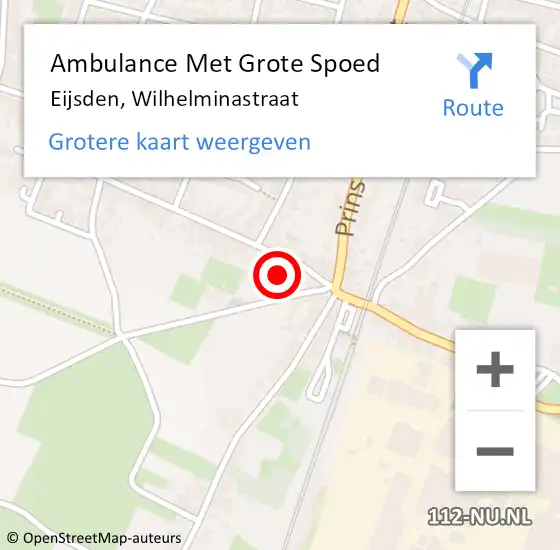 Locatie op kaart van de 112 melding: Ambulance Met Grote Spoed Naar Eijsden, Wilhelminastraat op 21 januari 2015 15:55