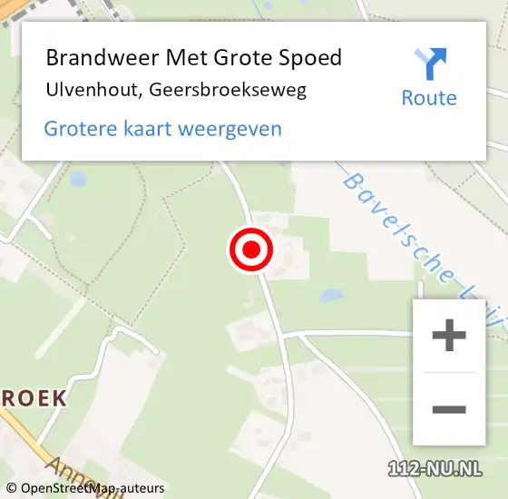 Locatie op kaart van de 112 melding: Brandweer Met Grote Spoed Naar Ulvenhout, Geersbroekseweg op 21 januari 2015 16:06