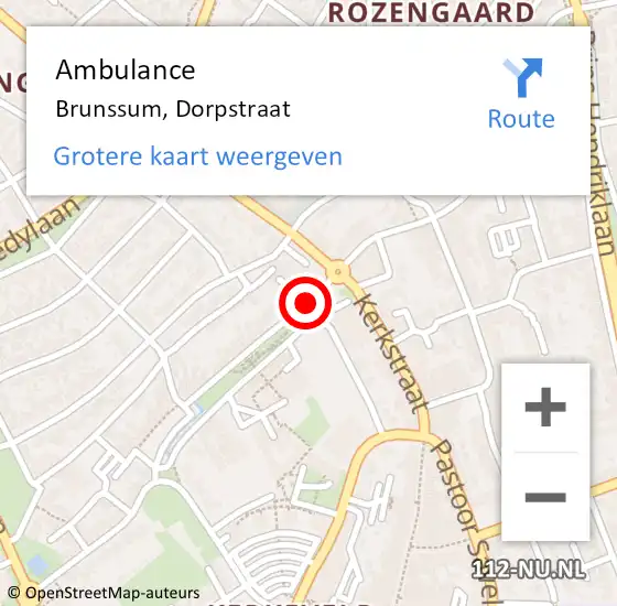 Locatie op kaart van de 112 melding: Ambulance Brunssum, Dorpstraat op 21 januari 2015 16:06