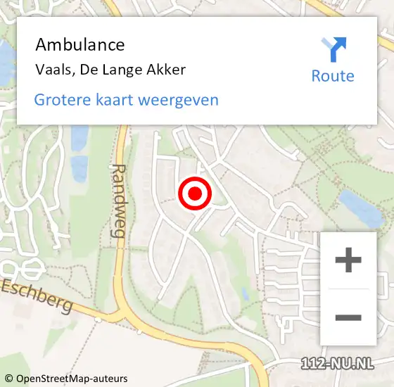 Locatie op kaart van de 112 melding: Ambulance Vaals, De Lange Akker op 21 januari 2015 16:08
