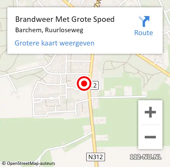 Locatie op kaart van de 112 melding: Brandweer Met Grote Spoed Naar Barchem, Ruurloseweg op 21 januari 2015 16:35