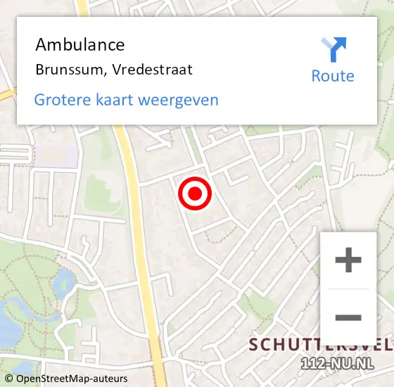 Locatie op kaart van de 112 melding: Ambulance Brunssum, Vredestraat op 21 januari 2015 16:55