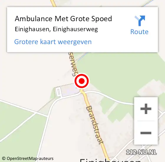 Locatie op kaart van de 112 melding: Ambulance Met Grote Spoed Naar Einighausen, Einighauserweg op 21 januari 2015 17:06