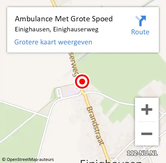 Locatie op kaart van de 112 melding: Ambulance Met Grote Spoed Naar Einighausen, Einighauserweg op 21 januari 2015 17:08
