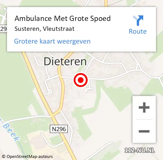 Locatie op kaart van de 112 melding: Ambulance Met Grote Spoed Naar Susteren, Vleutstraat op 21 januari 2015 17:15