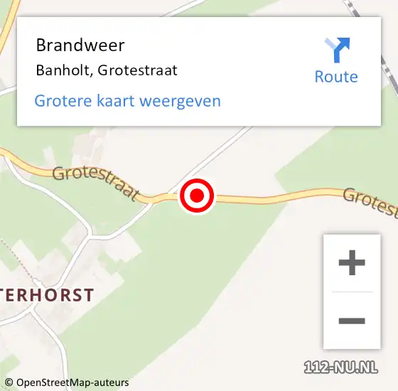 Locatie op kaart van de 112 melding: Brandweer Banholt, Grotestraat op 28 oktober 2013 10:38