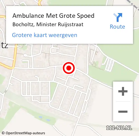 Locatie op kaart van de 112 melding: Ambulance Met Grote Spoed Naar Bocholtz, Minister Ruijsstraat op 21 januari 2015 17:42