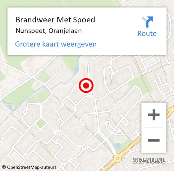 Locatie op kaart van de 112 melding: Brandweer Met Spoed Naar Nunspeet, Oranjelaan op 28 oktober 2013 10:38