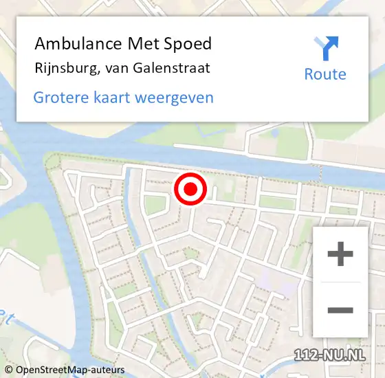 Locatie op kaart van de 112 melding: Ambulance Met Spoed Naar Rijnsburg, van Galenstraat op 21 januari 2015 17:58