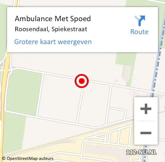 Locatie op kaart van de 112 melding: Ambulance Met Spoed Naar Roosendaal, Spiekestraat op 21 januari 2015 18:37