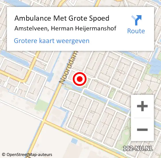 Locatie op kaart van de 112 melding: Ambulance Met Grote Spoed Naar Amstelveen, Herman Heijermanshof op 21 januari 2015 18:45