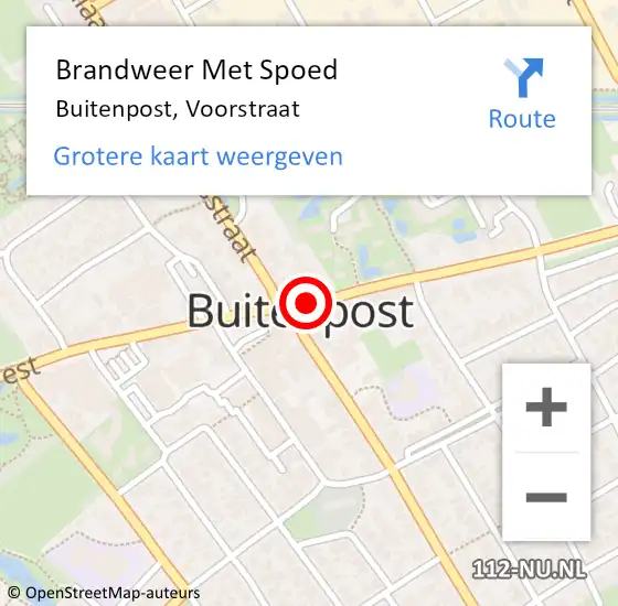 Locatie op kaart van de 112 melding: Brandweer Met Spoed Naar Buitenpost, Voorstraat op 28 oktober 2013 10:40