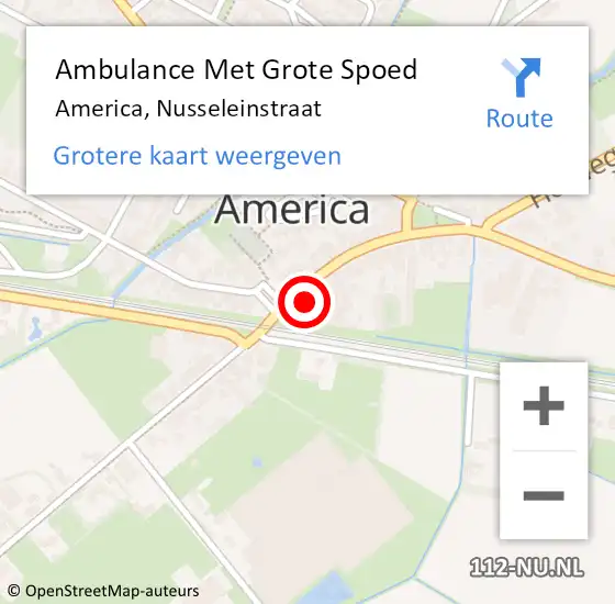 Locatie op kaart van de 112 melding: Ambulance Met Grote Spoed Naar America, Nusseleinstraat op 21 januari 2015 19:27