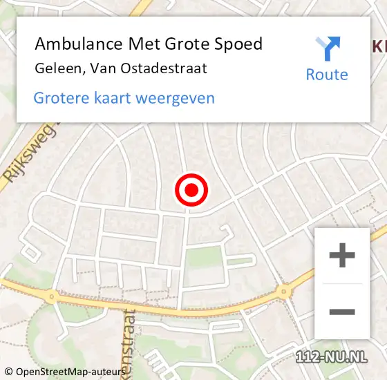 Locatie op kaart van de 112 melding: Ambulance Met Grote Spoed Naar Geleen, Van Ostadestraat op 21 januari 2015 19:33