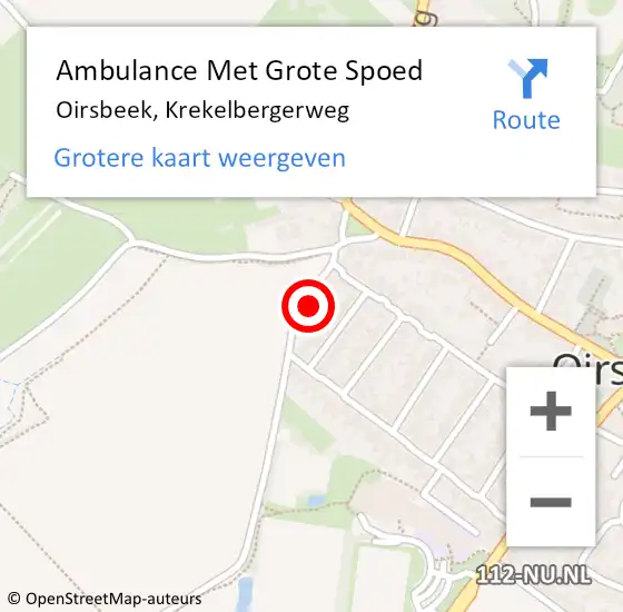 Locatie op kaart van de 112 melding: Ambulance Met Grote Spoed Naar Oirsbeek, Krekelbergerweg op 21 januari 2015 19:36