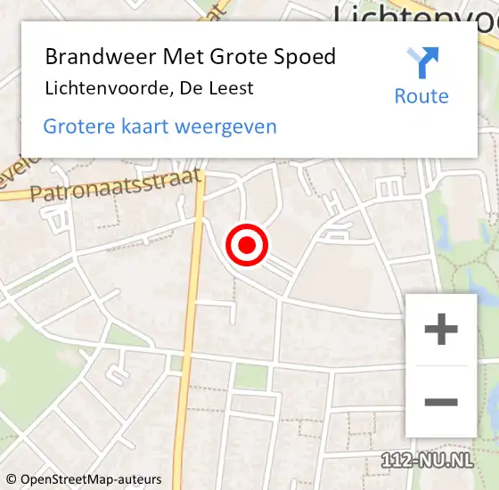 Locatie op kaart van de 112 melding: Brandweer Met Grote Spoed Naar Lichtenvoorde, De Leest op 21 januari 2015 19:54