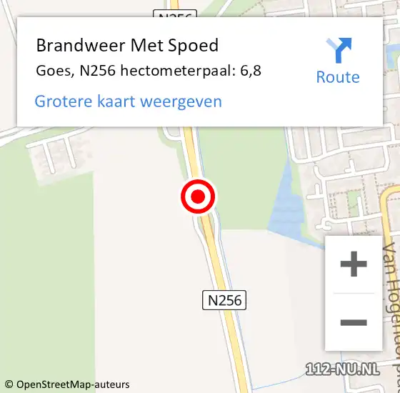 Locatie op kaart van de 112 melding: Brandweer Met Spoed Naar Goes, N256 op 28 oktober 2013 10:42