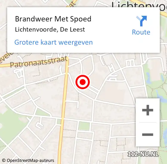 Locatie op kaart van de 112 melding: Brandweer Met Spoed Naar Lichtenvoorde, De Leest op 21 januari 2015 20:41