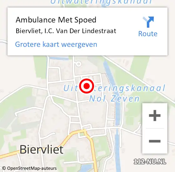 Locatie op kaart van de 112 melding: Ambulance Met Spoed Naar Biervliet, I.C. Van Der Lindestraat op 21 januari 2015 21:33