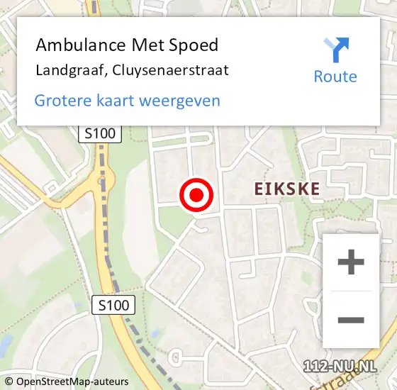 Locatie op kaart van de 112 melding: Ambulance Met Spoed Naar Landgraaf, Cluysenaerstraat op 21 januari 2015 22:08