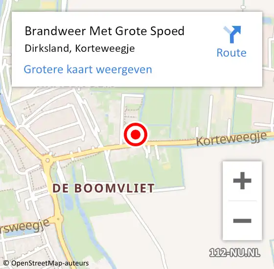 Locatie op kaart van de 112 melding: Brandweer Met Grote Spoed Naar Dirksland, Korteweegje op 28 oktober 2013 10:45