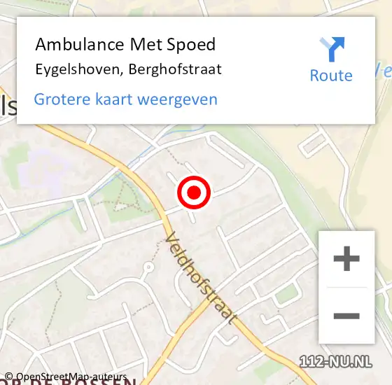 Locatie op kaart van de 112 melding: Ambulance Met Spoed Naar Eygelshoven, Berghofstraat op 21 januari 2015 23:09