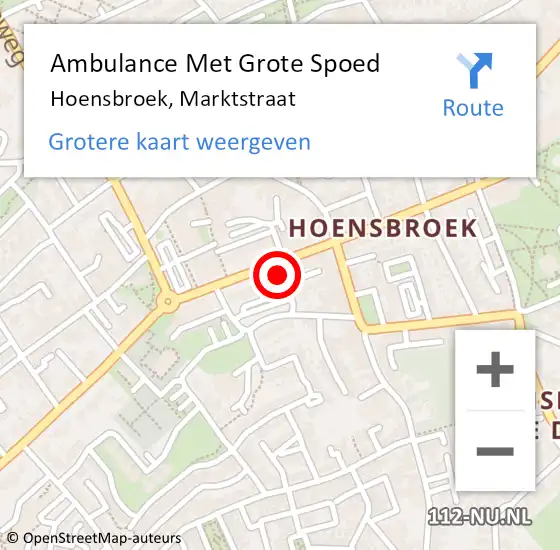 Locatie op kaart van de 112 melding: Ambulance Met Grote Spoed Naar Hoensbroek, Marktstraat op 21 januari 2015 23:16